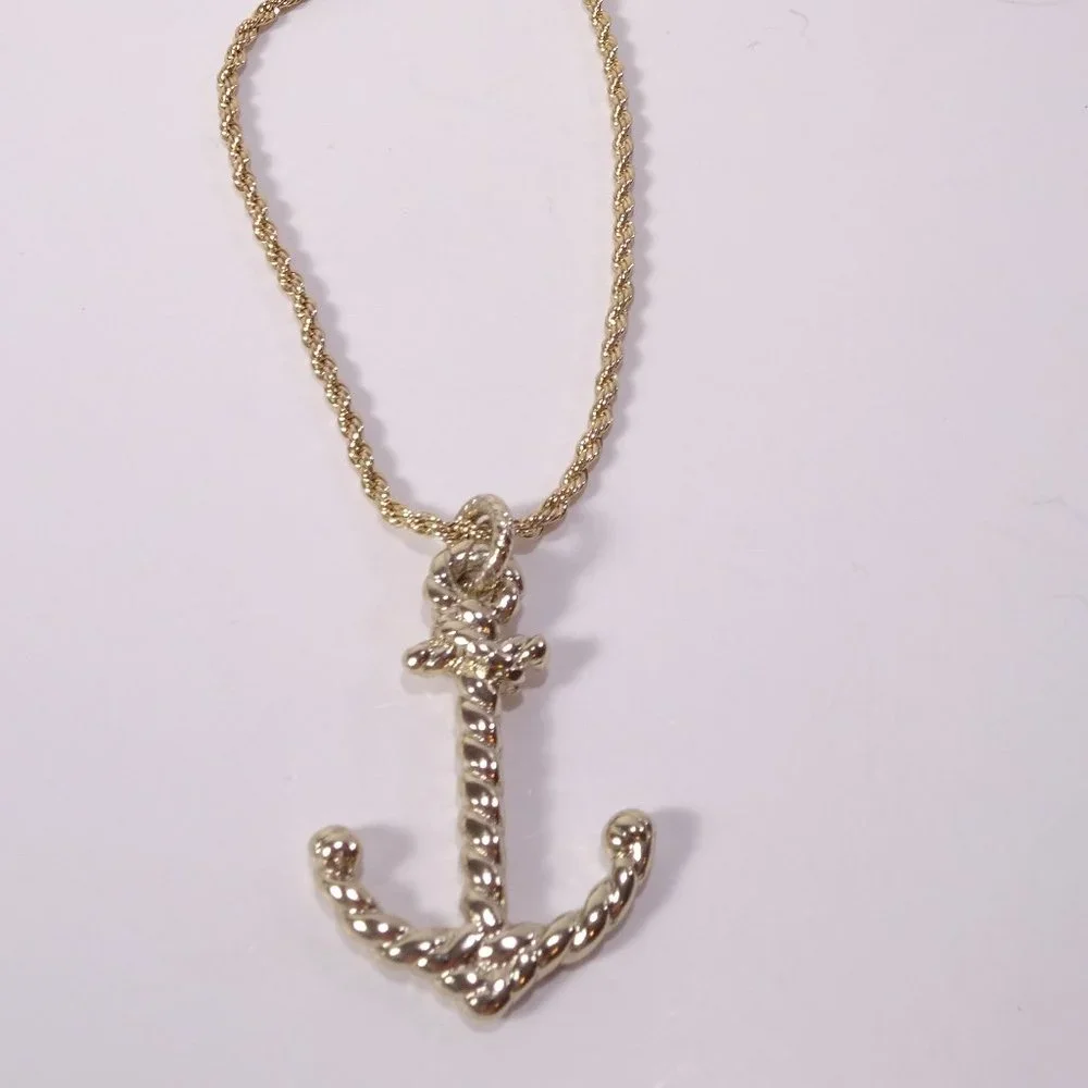 Banana Republic Roots of BR Gold Ribbon Rope Anchor Pendant Necklace NWT 88 - Picture 11 of 15